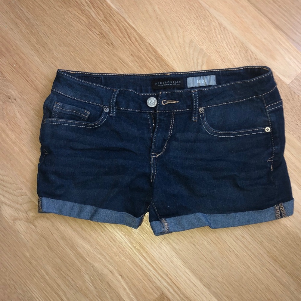 Midi rise jean shorts